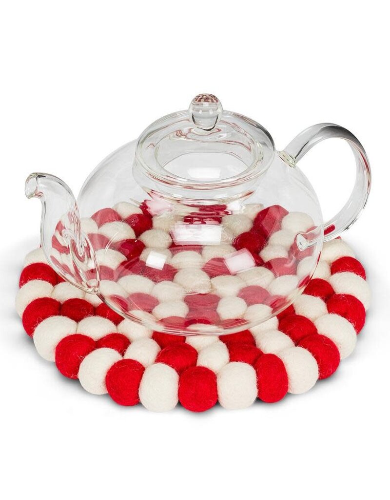 Abbott Felt Ball Trivet-Red/White-8"D