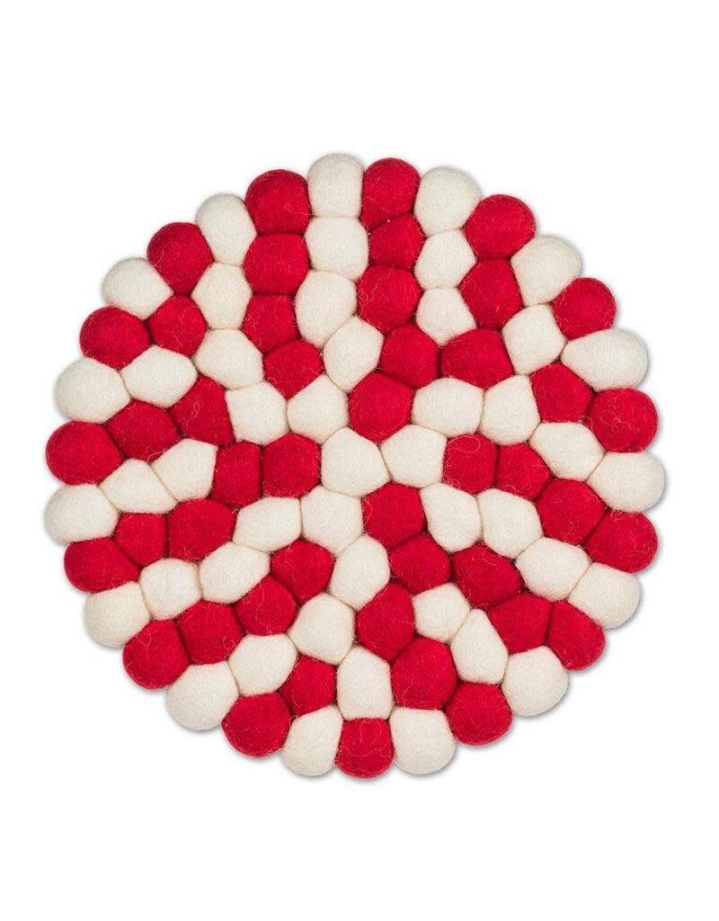 Abbott Felt Ball Trivet-Red/White-8"D