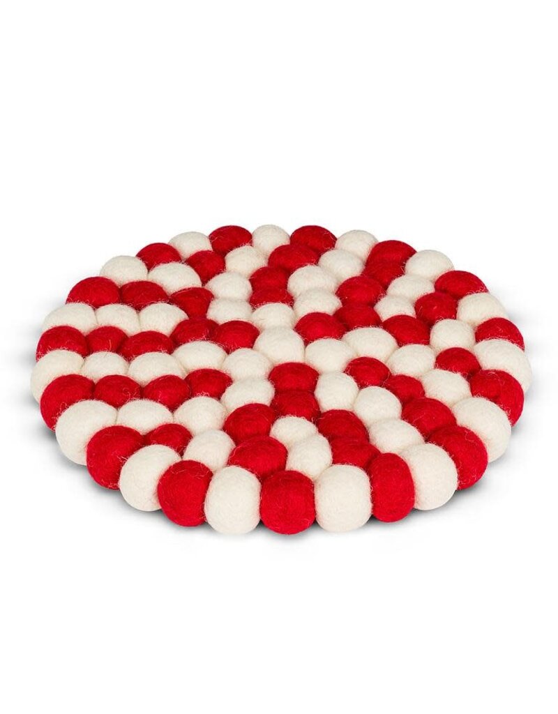 Abbott Felt Ball Trivet-Red/White-8"D