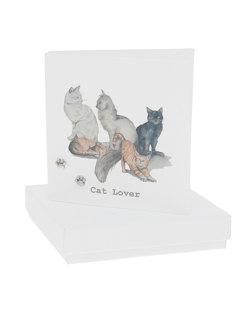 Pavilion Cat Lover 6mm Pawprint Earrings/Card