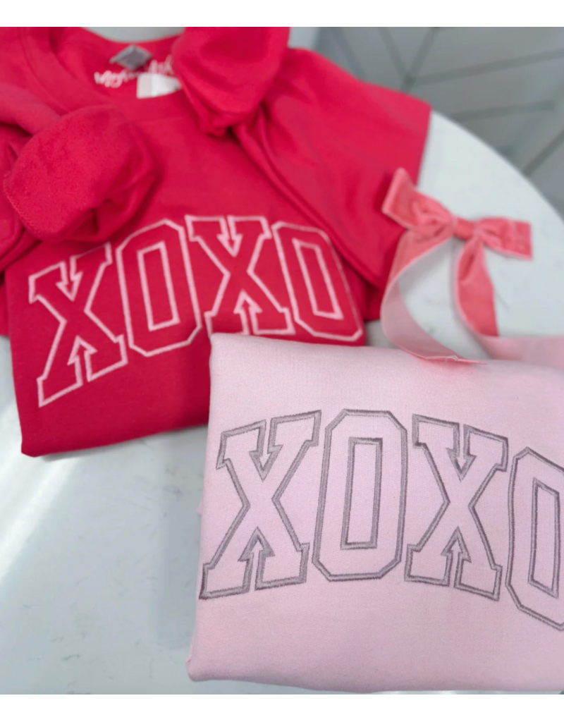 Meghan Ashley Designs XOXO-Varsity Embroidered Crew