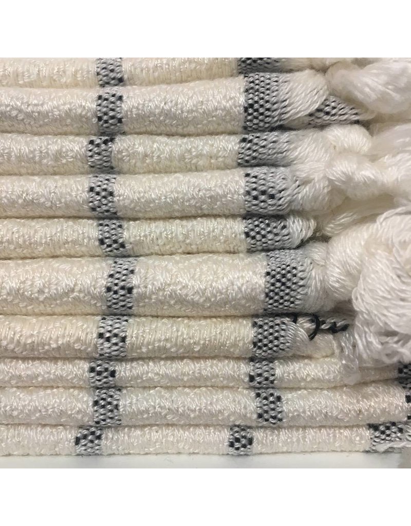 One Sky Inc. One Sky-Bamboo Hamam Face Towel- White/Black Lines