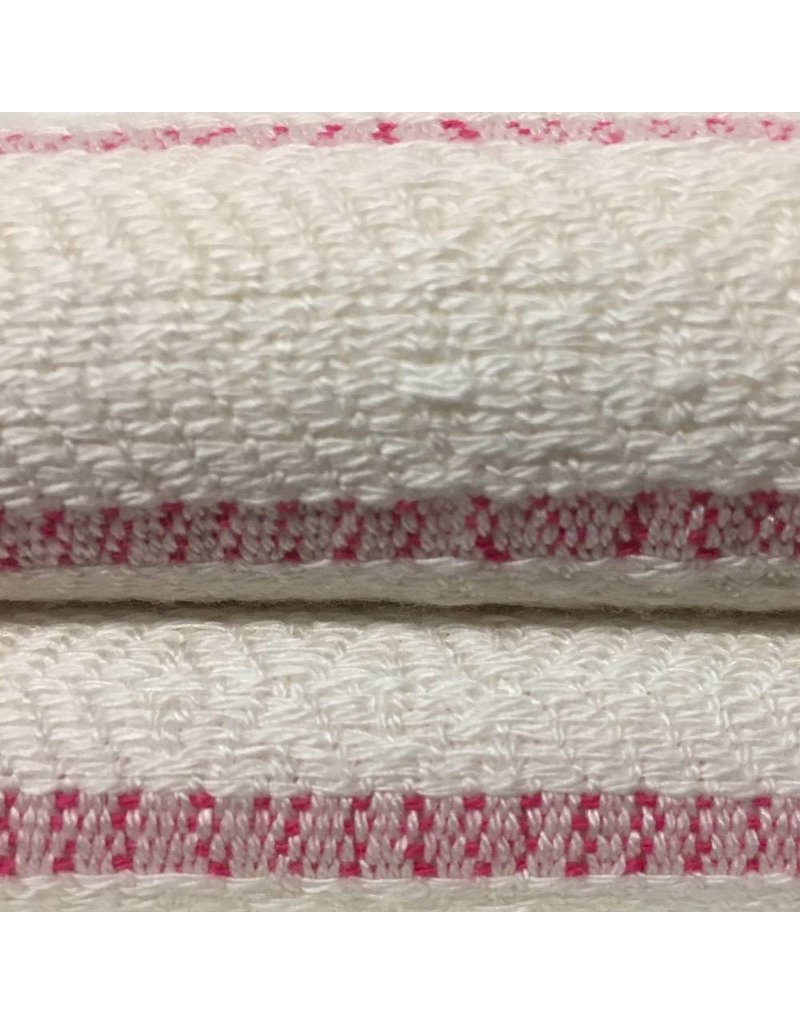 One Sky Inc. One Sky-Bamboo Hamam Hand Towel- White/Pink Lines