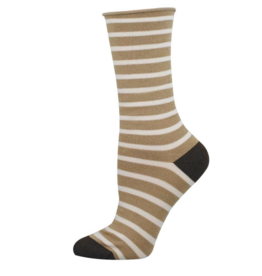 Socksmith Canada Inc Bamboo-Sailor Stripe Roll Top-Hemp Heather/Ladies