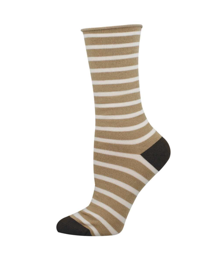 Socksmith Canada Inc Bamboo-Sailor Stripe Roll Top-Hemp Heather/Ladies