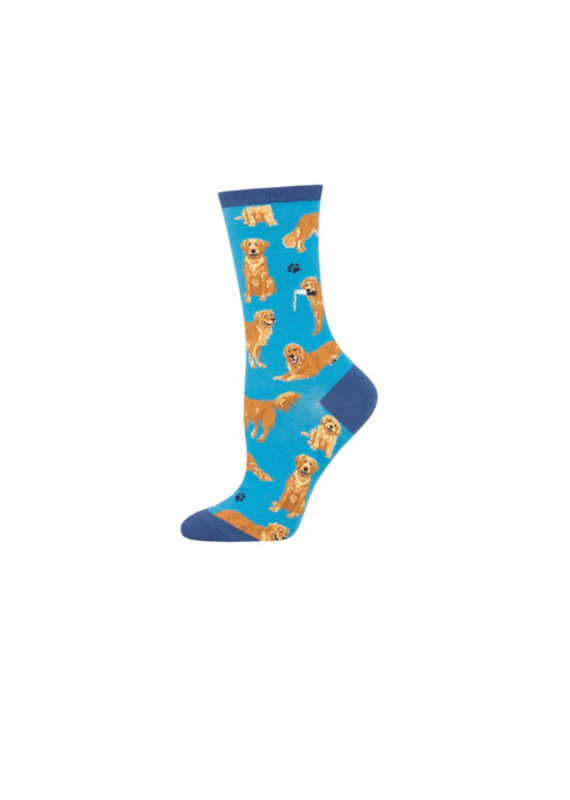 Socksmith Canada Inc Golden Retrievers-Blue-Women's/5-10.5