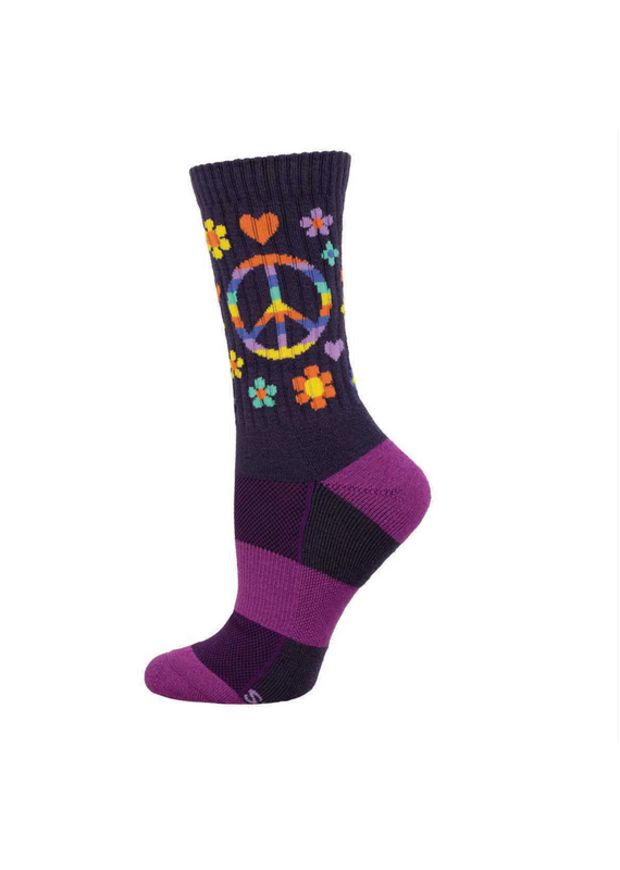 Socksmith Canada Inc Peace, Love, and Flower Power-Merino-Women's/5-10.5