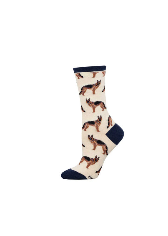 Socksmith Canada Inc German Shepherd-Ivory-Womens/5-10.5