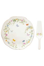Studio 1811 Dancing Butterflies Cake Plate w/Server-12.5"