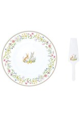 Studio 1811 Happy Easter Cake Plate w/ Server-12.6"