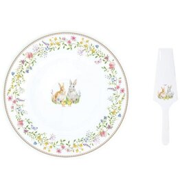 Studio 1811 Happy Easter Cake Plate w/ Server-12.6"