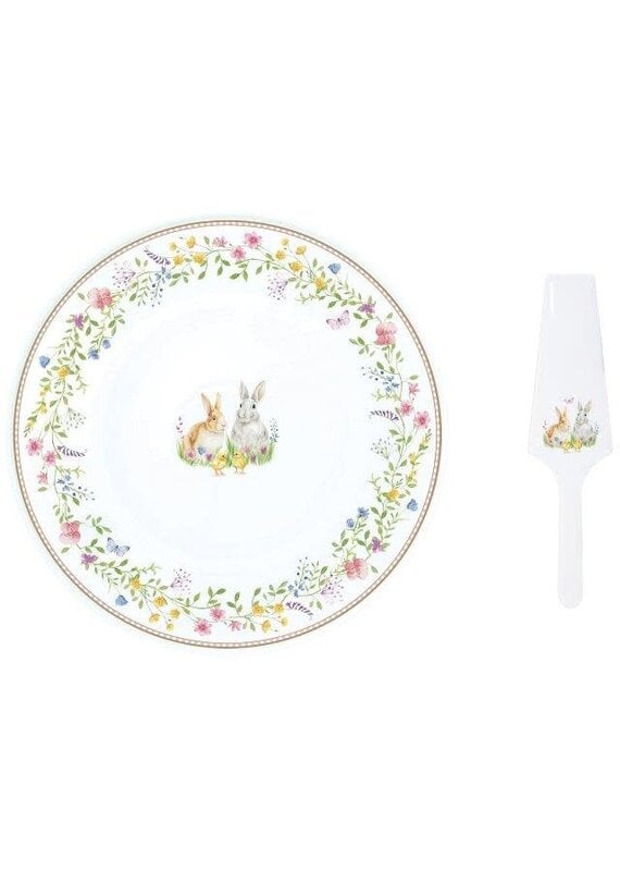Studio 1811 Happy Easter Cake Plate w/ Server-12.6"