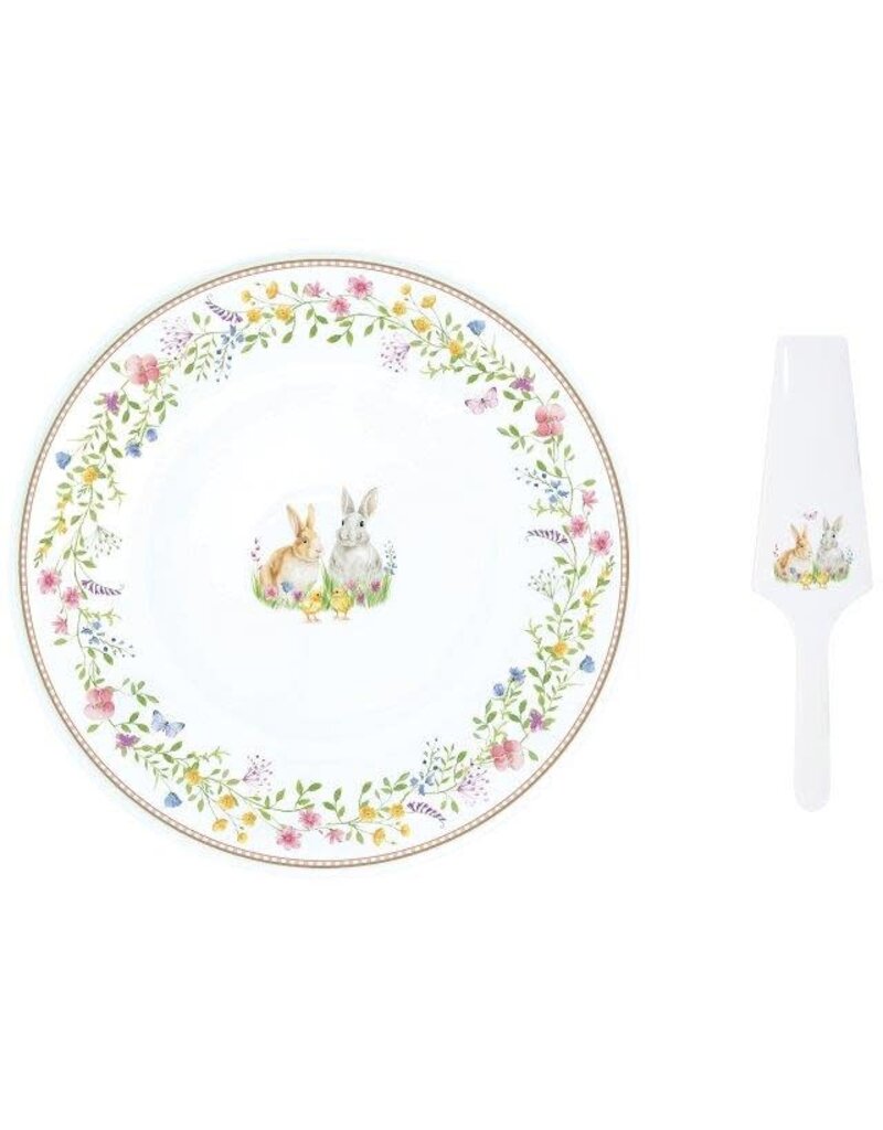 Studio 1811 Happy Easter Cake Plate w/ Server-12.6"