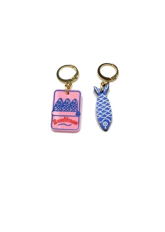 Dconstruct Sardine Tin and Fish Charm Earrings