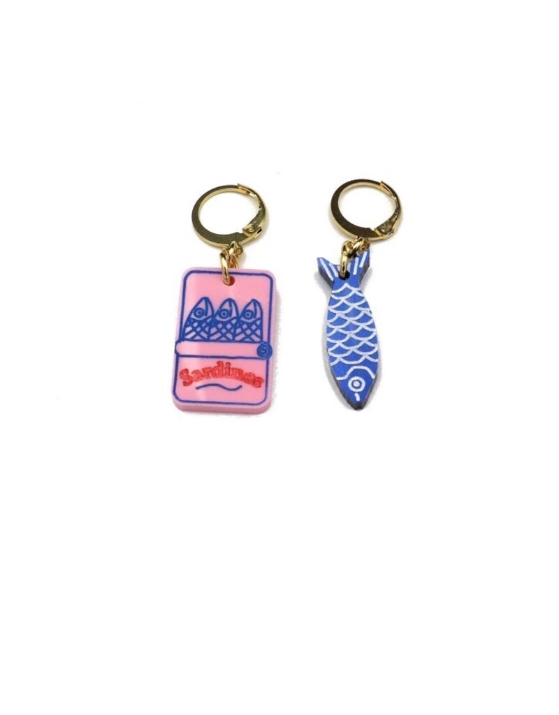 Dconstruct Sardine Tin and Fish Charm Earrings