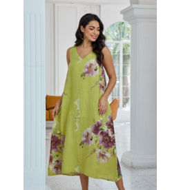 Orange Fashion Floral Dress-Lime