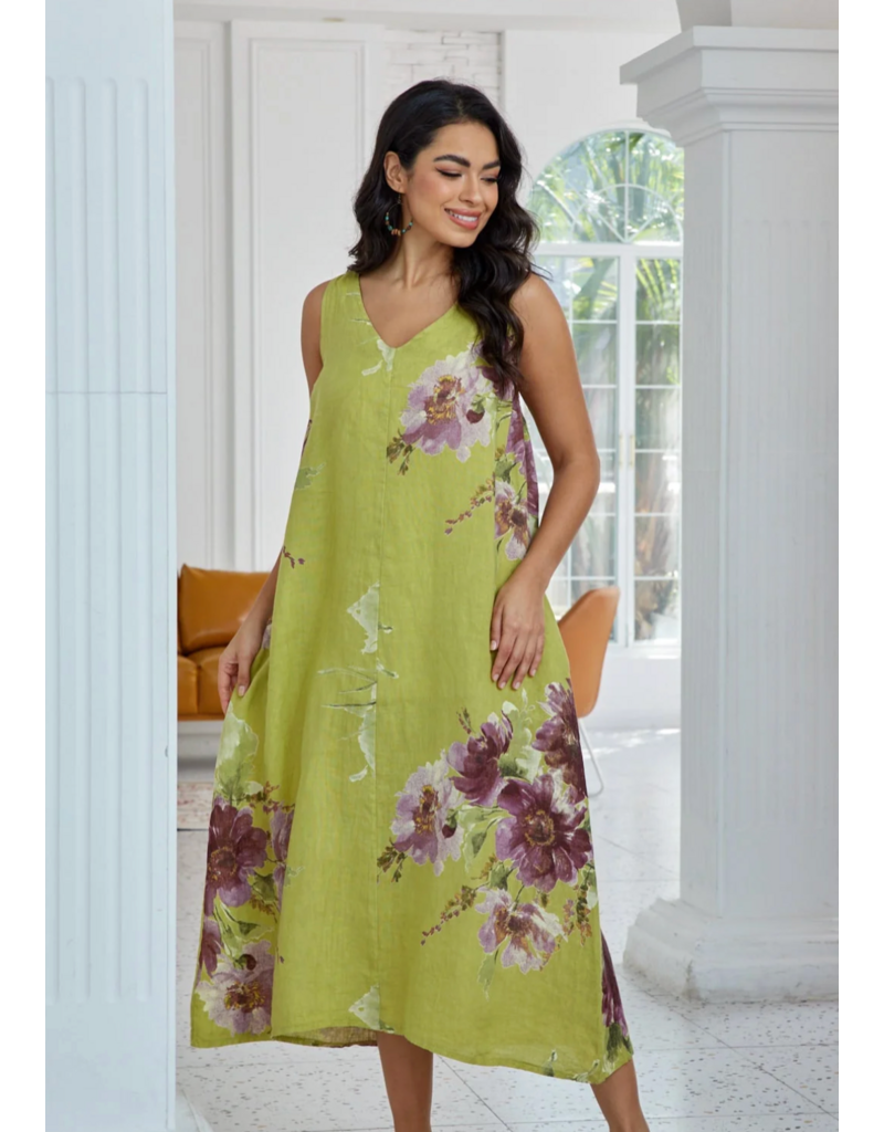 Orange Fashion Floral Dress-Lime