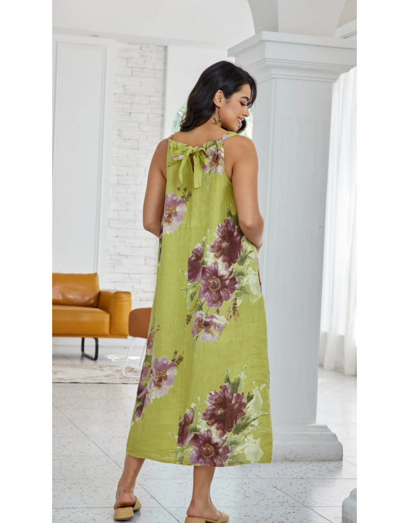 Orange Fashion Floral Dress-Lime