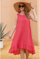 Orange Fashion Centre Stitch Dress-Raspberry