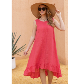 Orange Fashion Centre Stitch Dress-Raspberry