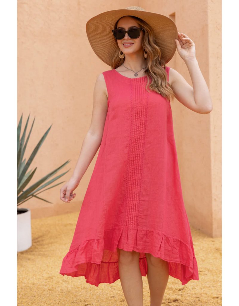 Orange Fashion Centre Stitch Dress-Raspberry