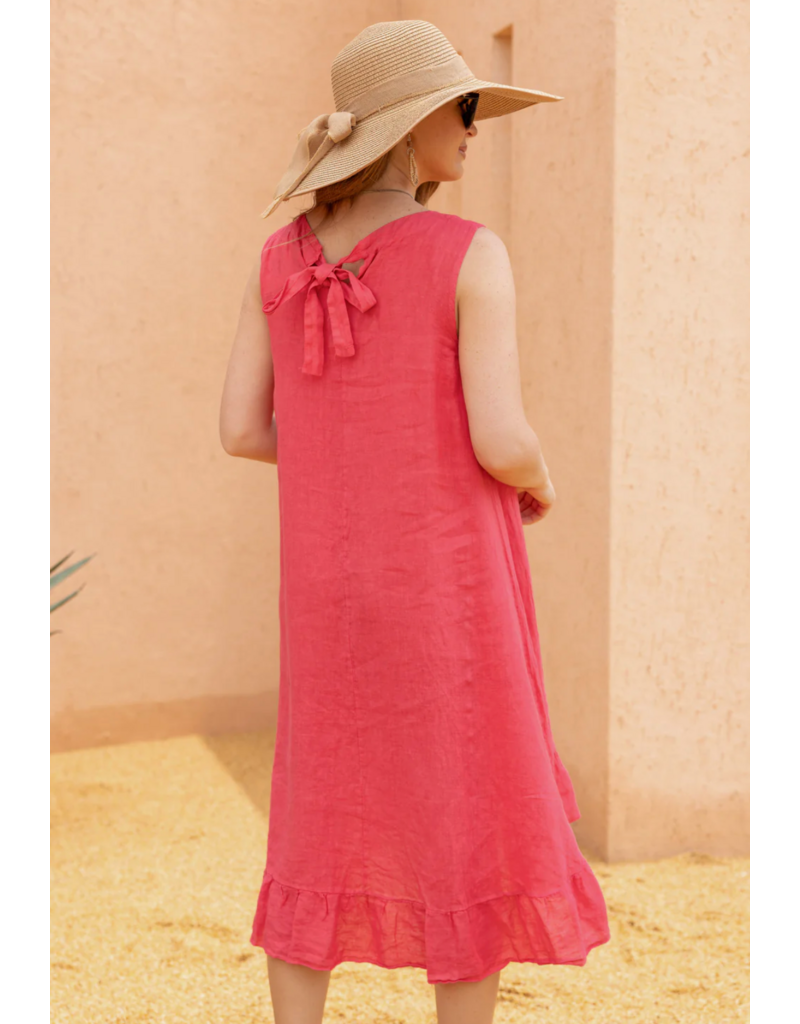 Orange Fashion Centre Stitch Dress-Raspberry