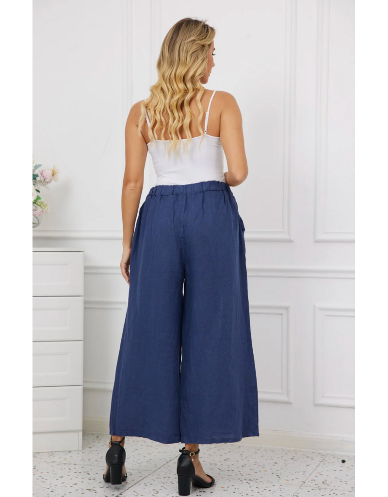 Orange Fashion Pants w/Coconut Button-Navy