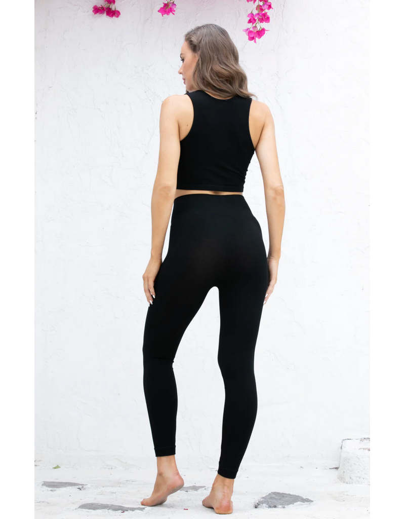 Orange Fashion Bamboo High Band Legging-O/S