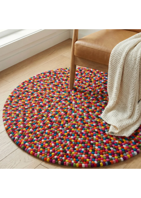 Torre & Tagus ModWool Felt Ball Round Rug -47"-Multicolor