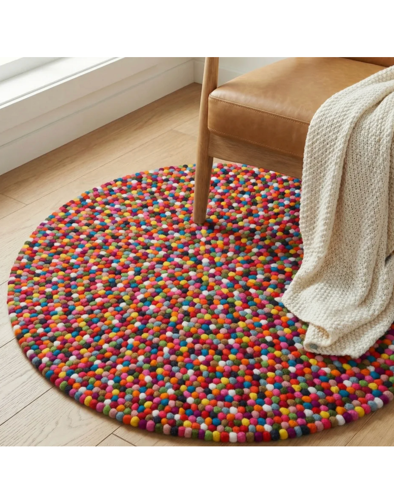 Torre & Tagus ModWool Felt Ball Round Rug -47"-Multicolor