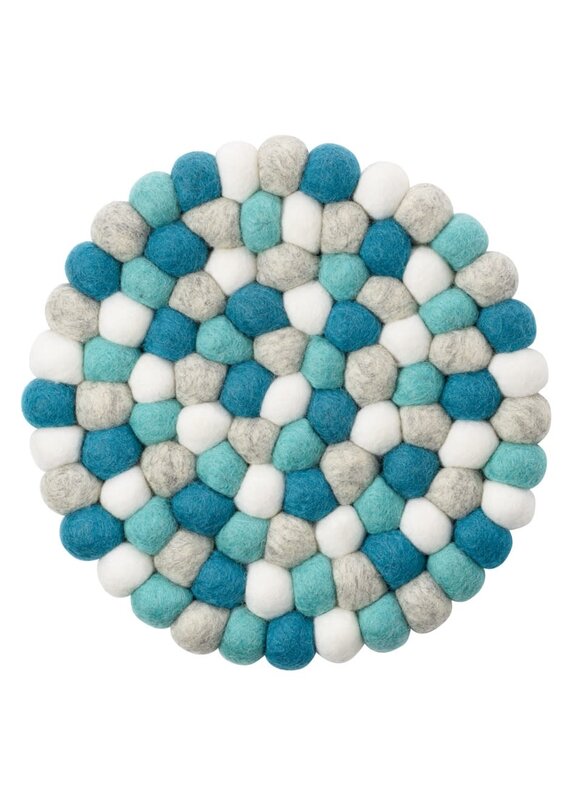 MODWOOL ModWool Felt Ball Round 8" Trivet - Ocean