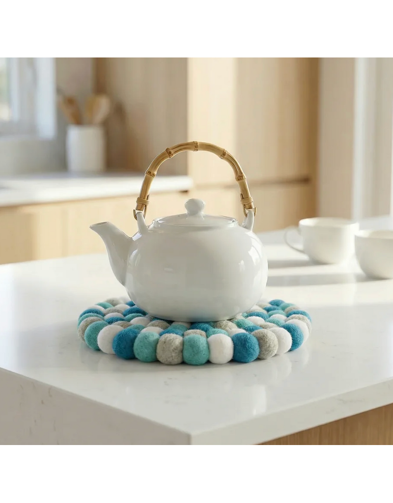 MODWOOL ModWool Felt Ball Round 8" Trivet - Ocean