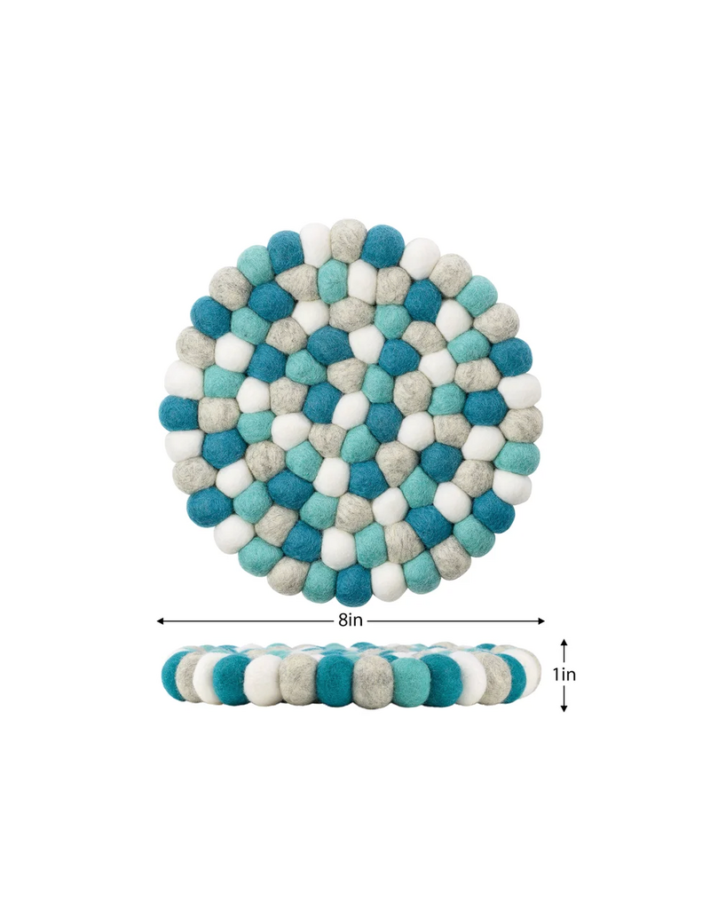 MODWOOL ModWool Felt Ball Round 8" Trivet - Ocean