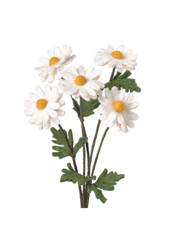 MODWOOL Felt Floral Stem White Daisy-16"