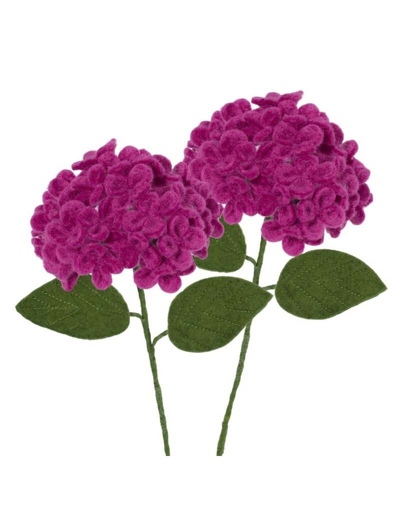 MODWOOL Felt Floral Hydrangea 2 Piece Bouquet-Pink-17"