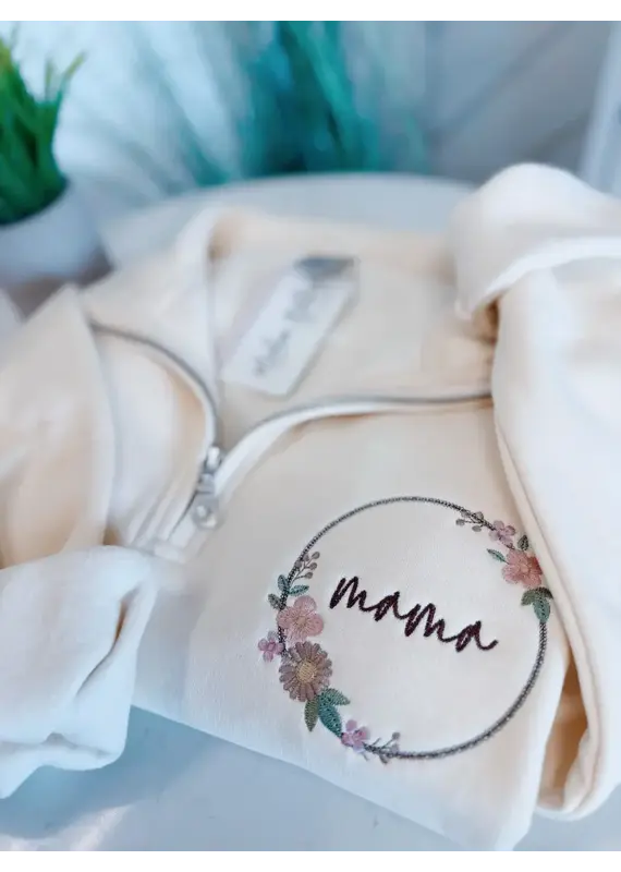 Meghan Ashley Designs Mama Quarter Zip-Cream