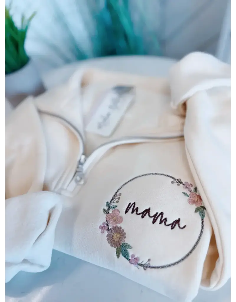 Meghan Ashley Designs Mama Quarter Zip-Cream