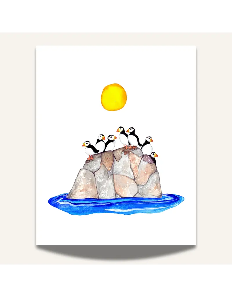 Sarah Duggan Puffin On Rocks-8x10