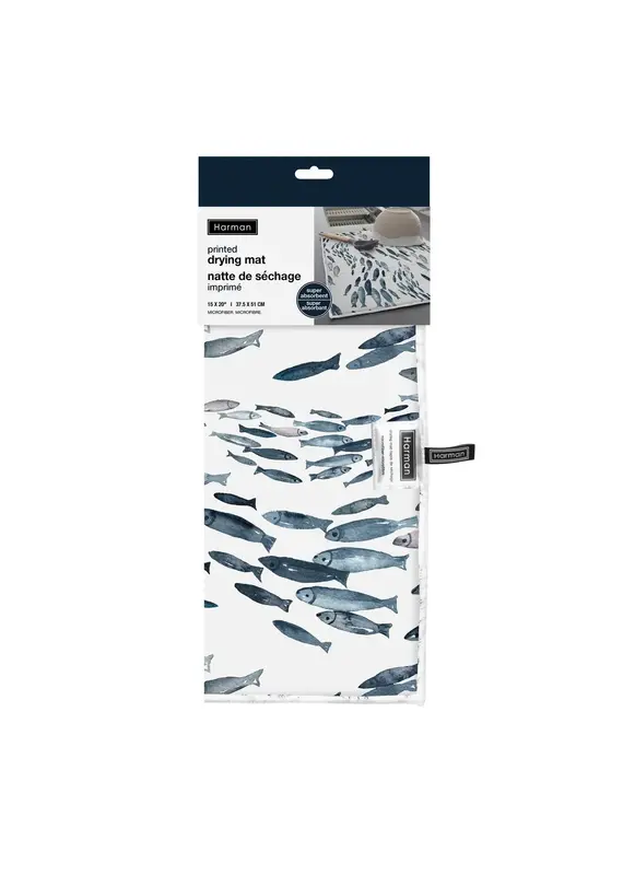 Harman Fishes Printed Drying Mat Blue