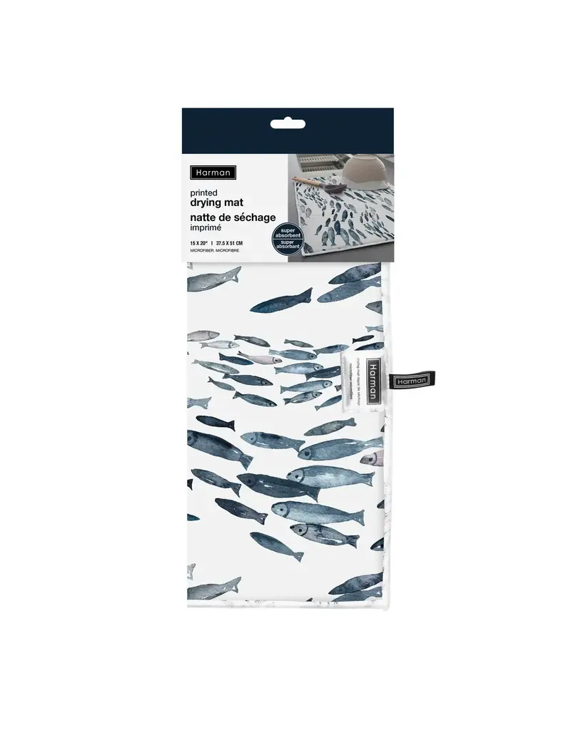 Harman Fishes Printed Drying Mat Blue