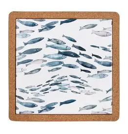 Fishes Ceramic & Cork Trivet