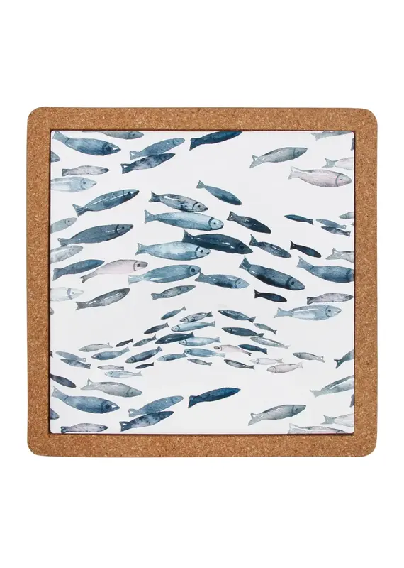 Fishes Ceramic & Cork Trivet