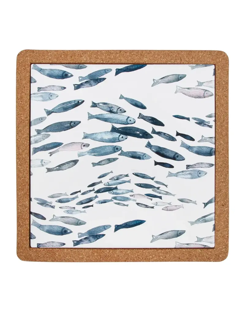 Fishes Ceramic & Cork Trivet