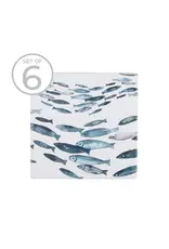 Harman Fishes Printed Ceramic Coaster-Set Of 6
