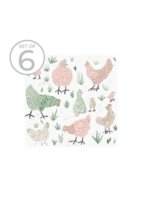 Harman Chickens Printed Ceramic Coaster-4x4