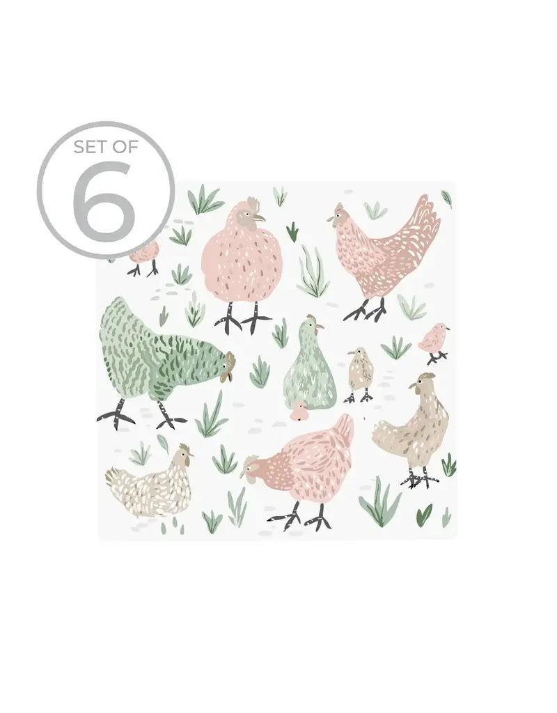 Harman Chickens Printed Ceramic Coaster-4x4