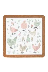Harman Chickens Ceramic & Cork Trivet-9.5x9.5x1
