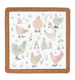Harman Chickens Ceramic & Cork Trivet-9.5x9.5x1