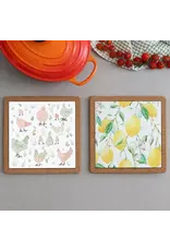 Harman Chickens Ceramic & Cork Trivet-9.5x9.5x1