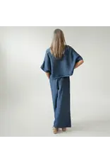 Pokoloko Crinkle Crop Top-Navy-O/S
